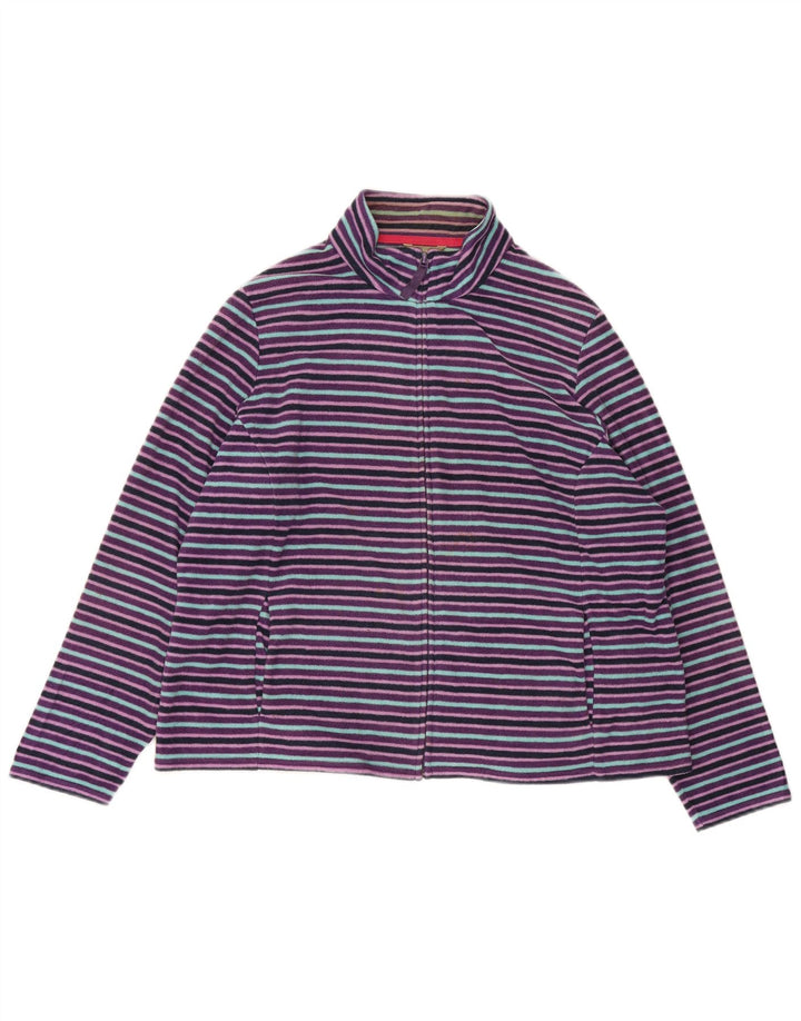 Marks & Spencer Womens Fleece Jacket UK 22 2XL Purple Striped Polyester