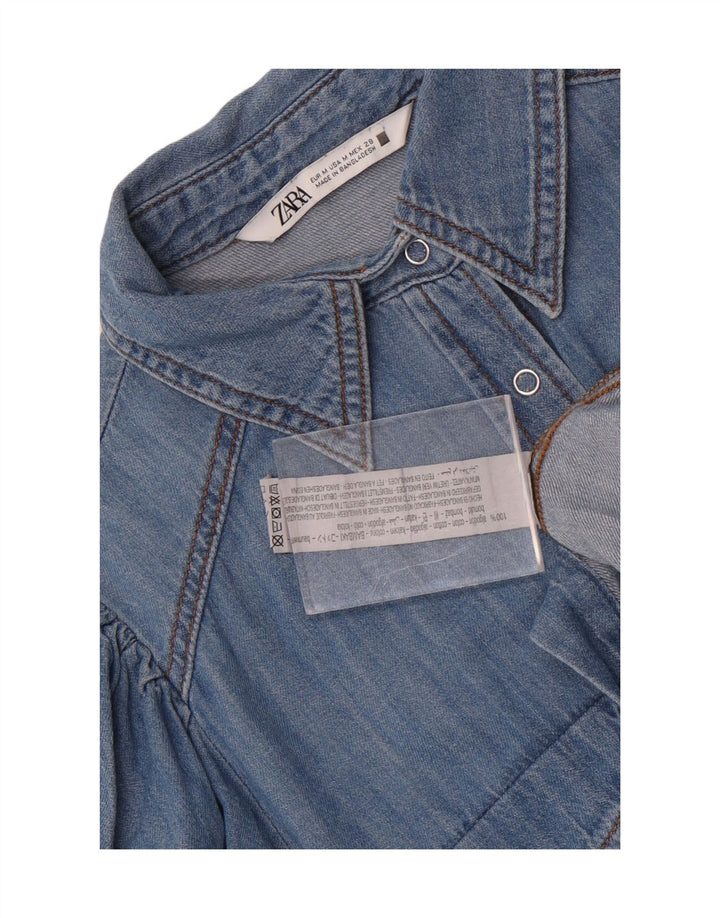 Zara Womens Denim Shirt UK 14 Medium Blue Cotton