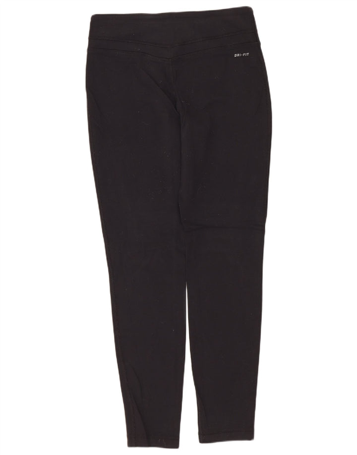 NIKE Womens Dri Fit Leggings UK 12 Medium Black Nylon
