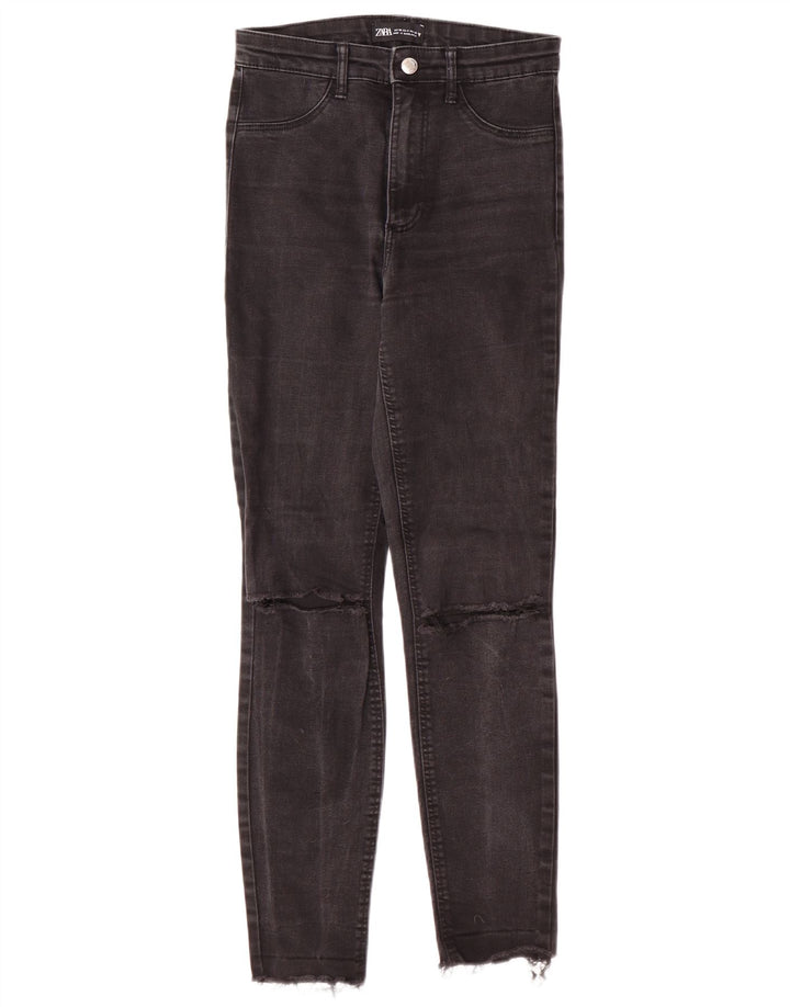 Zara Womens Distressed Skinny Jeans EU 36 XS W26 L27 Black Modern