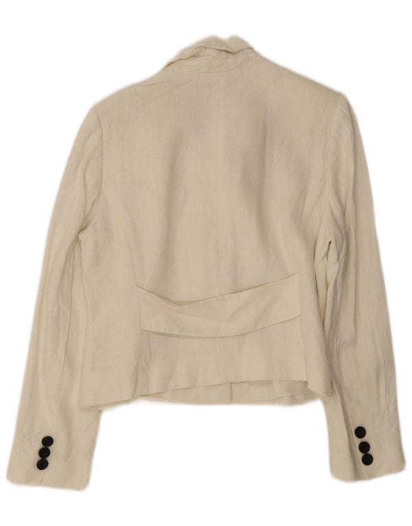 Hobbs Womens 3 Button Blazer Jacket UK 14 Large Off White Linen