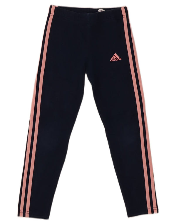 Adidas Girls Leggings 7-8 Years  Navy Blue Cotton