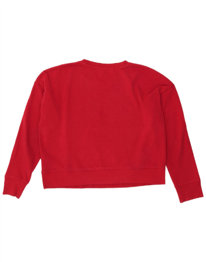 DKNY Womens Crop Graphic Sweatshirt Jumper UK 14 Large Red Cotton