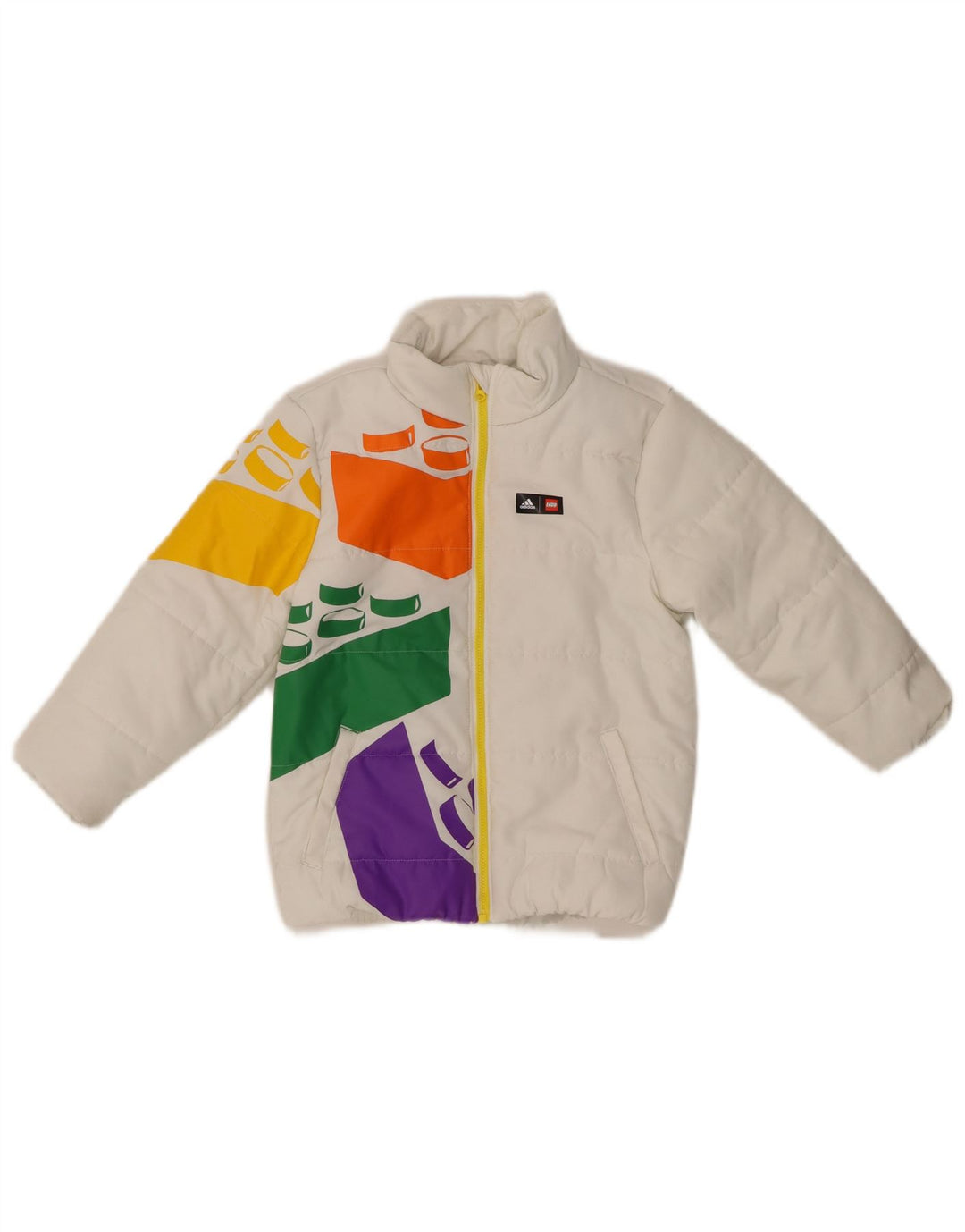 ADIDAS Boys Lego Padded Jacket 4-5 Years White Colourblock Polyester