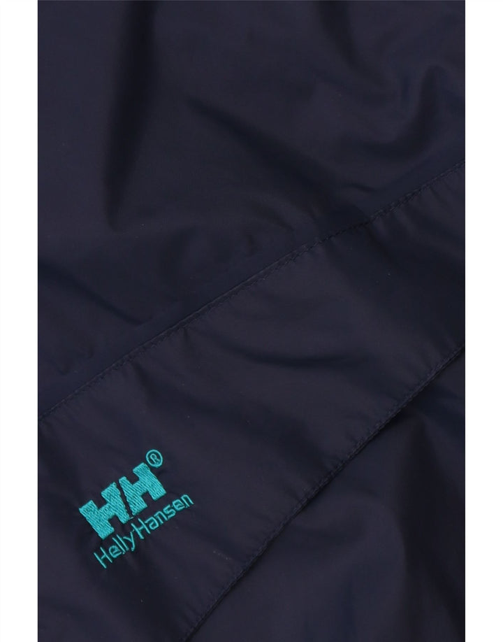 HELLY HANSEN Mens Hooded Rain Jacket UK 42 XL Navy Blue Colourblock
