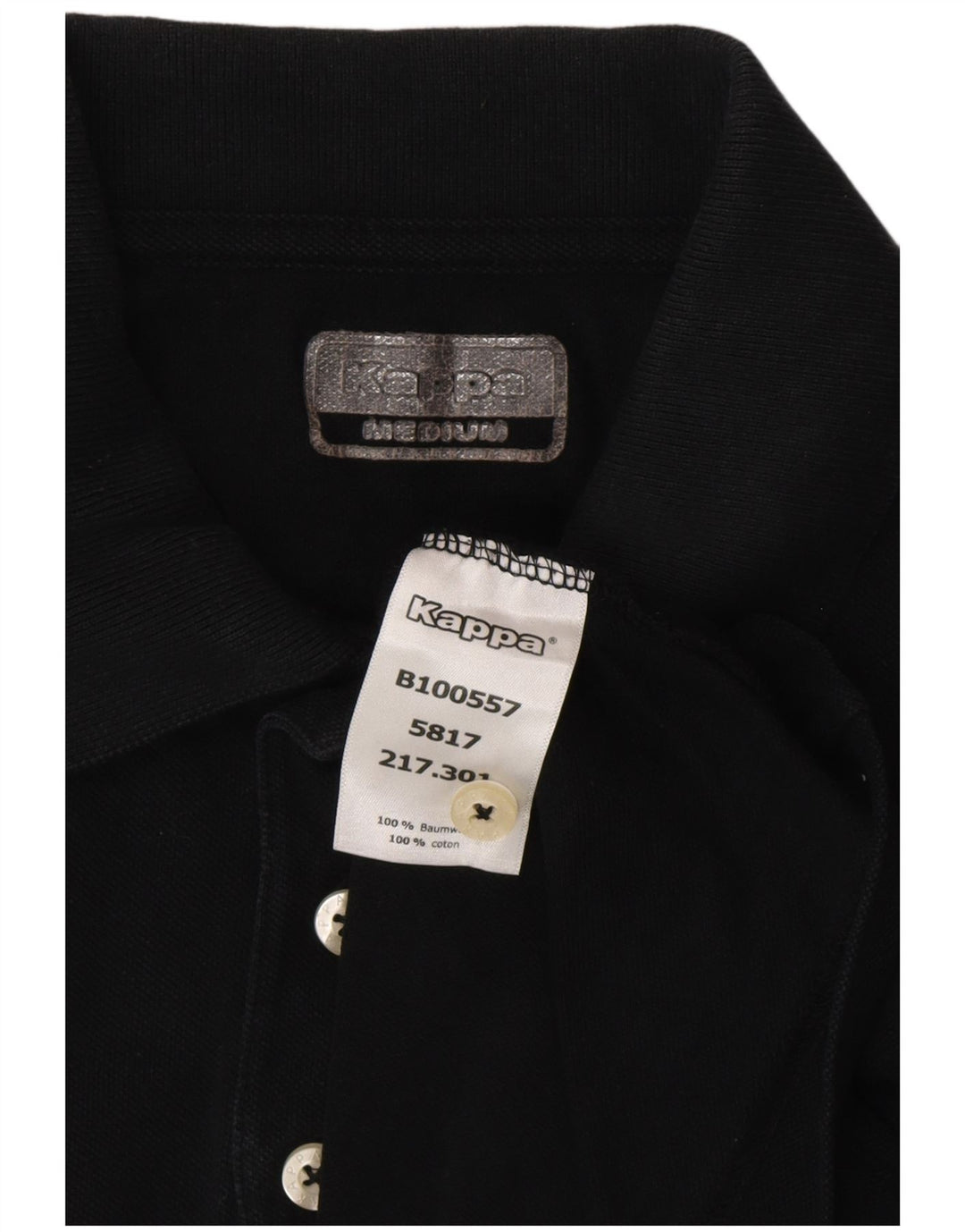 KAPPA Mens Polo Shirt Medium Black Cotton