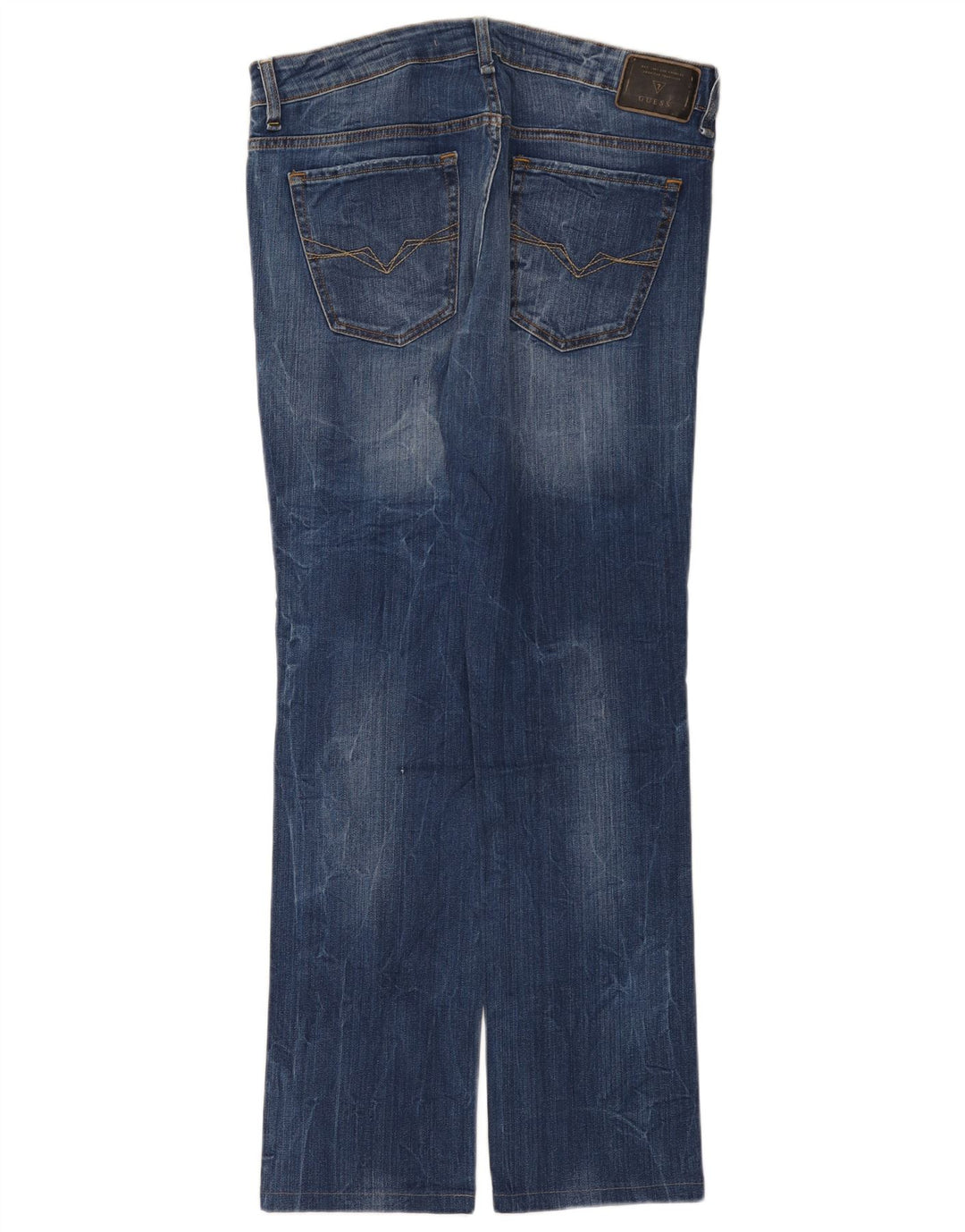 Guess Mens Straight Jeans W34 L32 Blue Cotton