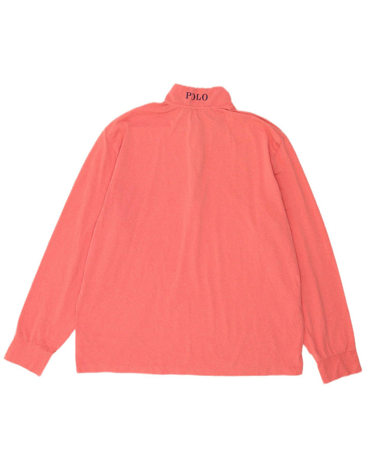 Polo Ralph Lauren Mens Zip Neck Pullover Tracksuit Top XL Pink Polyester