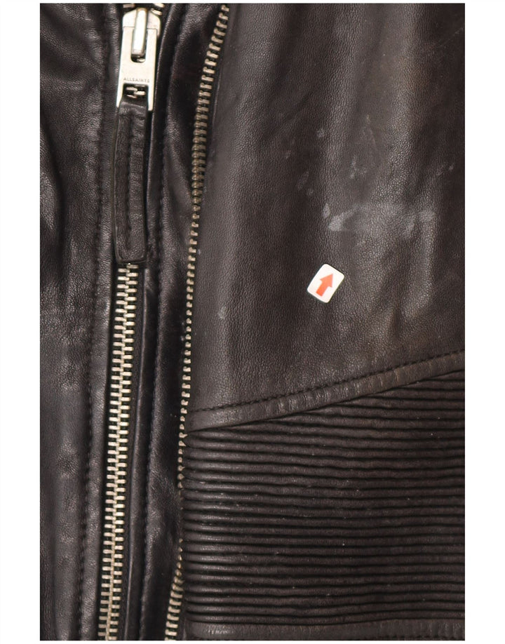 All Saints Womens Leather Biker Jacket UK 14 Large Black Leather
