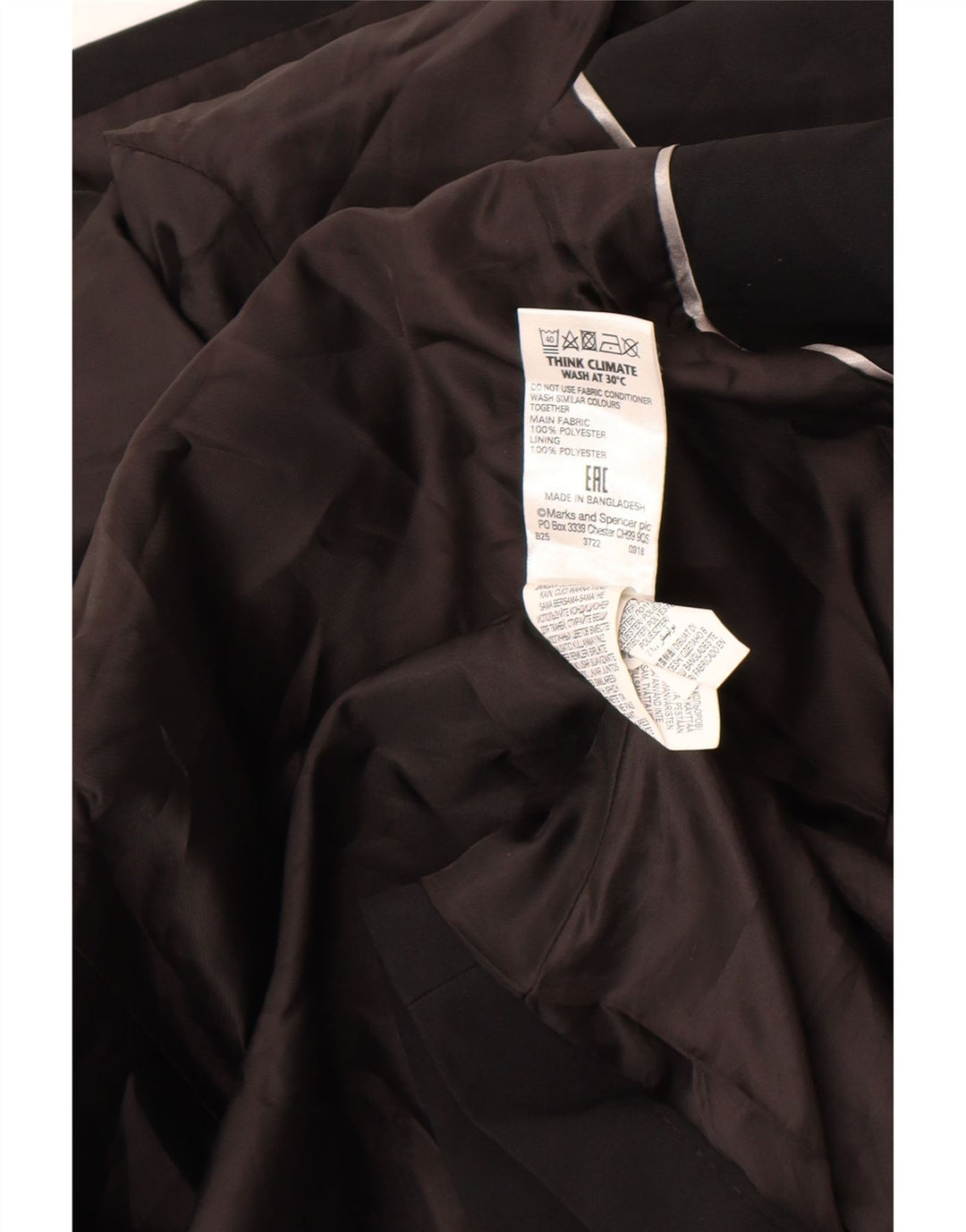 Marks & Spencer Womens Trench Coat UK 16 Large Black Polyester