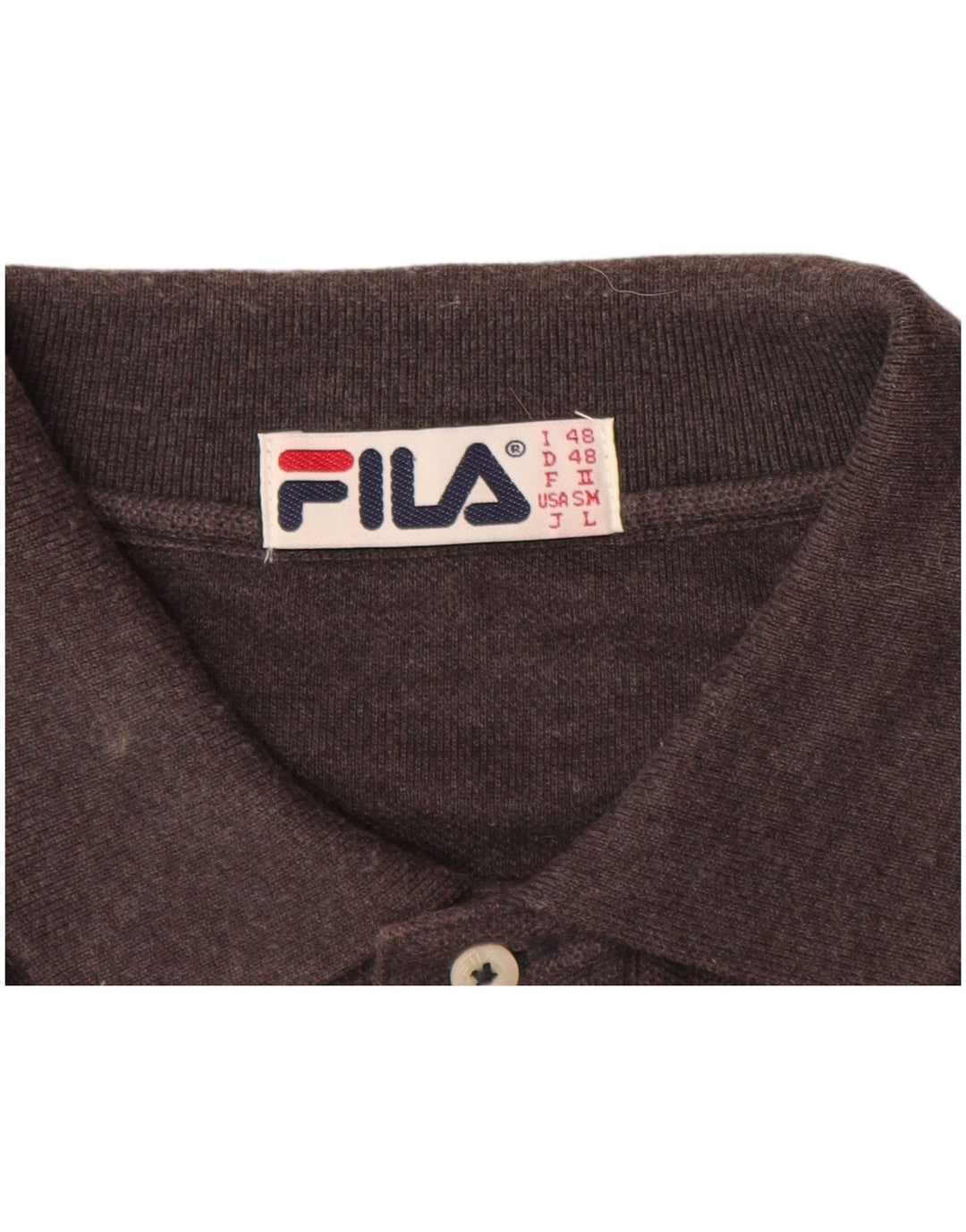 FILA Mens Polo Shirt IT 48 Medium Brown Cotton