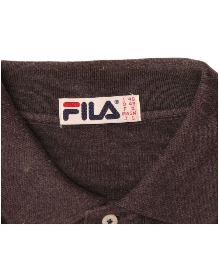 FILA Mens Polo Shirt IT 48 Medium Brown Cotton