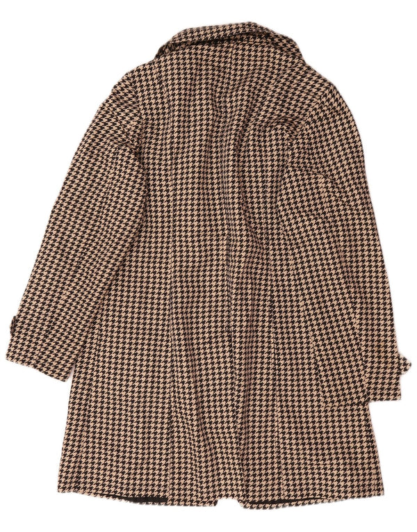 Marks & Spencer Womens Trench Coat UK 14 Large Beige Houndstooth Polyester