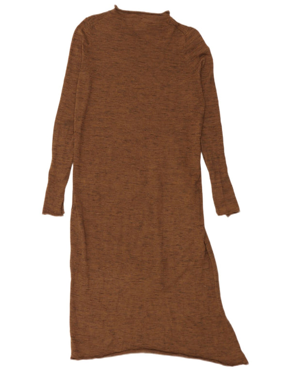 Zara Womens Asymmetric Jumper Dress UK 10 Small Brown Polyester