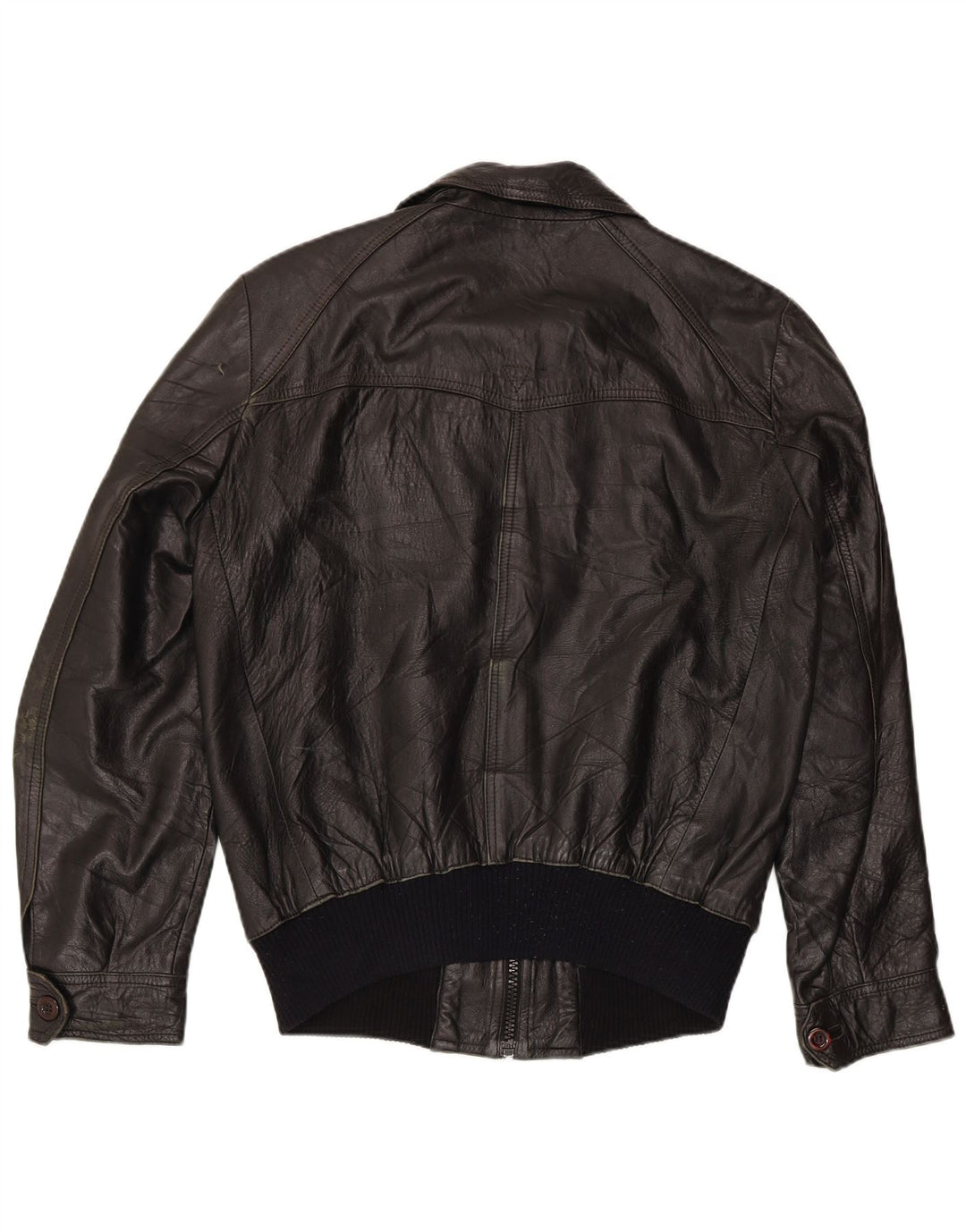 VINTAGE Mens Leather Jacket UK 36 Small Black