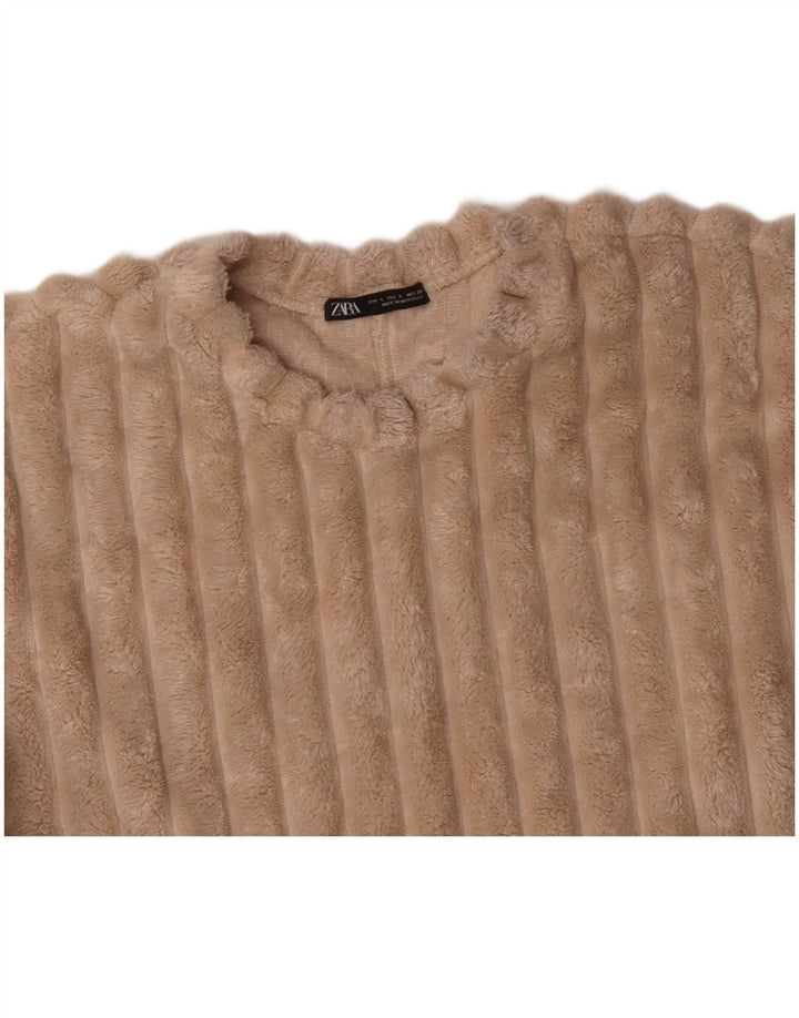 ZARA Womens Oversized Fleece Jumper UK 10 Small Beige