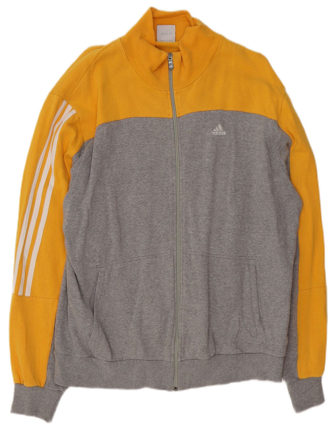 ADIDAS Mens Tracksuit Top Jacket XL Grey Colourblock Cotton