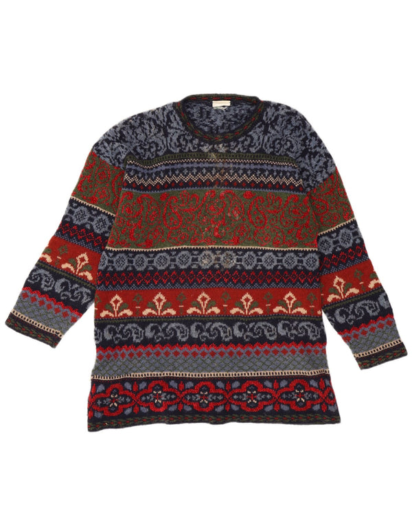 Vintage Mens Crew Neck Jumper Sweater IT 44 Medium Multicoloured Fair Isle