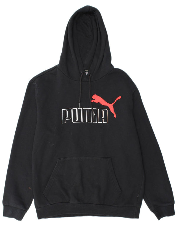 PUMA Mens Graphic Hoodie Jumper Medium Black Cotton
