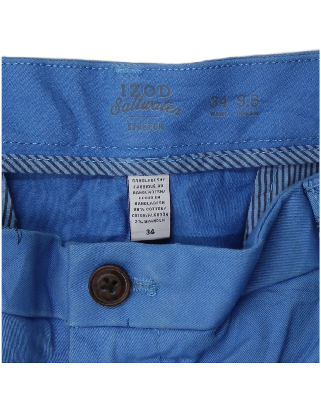 IZOD Mens Salt Water Chino Shorts W34 Large  Blue Spotted Cotton