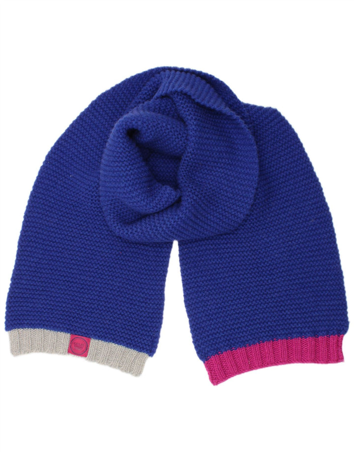JOULES Womens Knit Rectangle Scarf One Size Blue Colourblock Wool