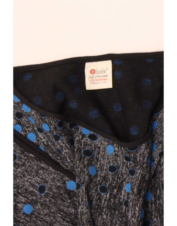 Vintage Womens Blouse Top IT 42 Medium Black Spotted Cotton