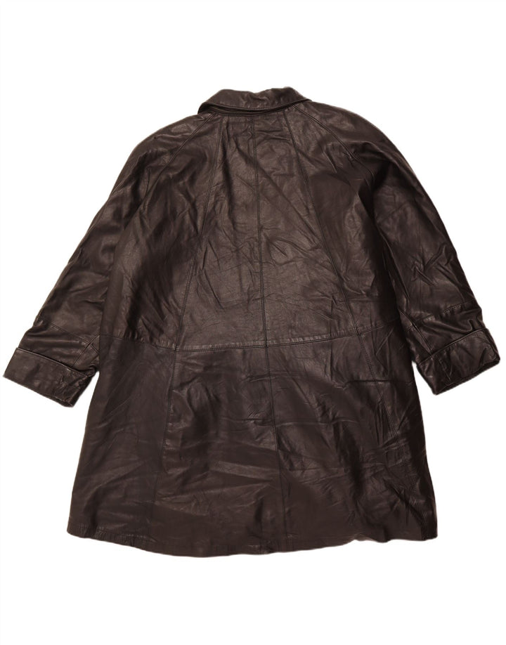 Vintage Womens Oversized Leather Coat IT 56 Large Black Leather