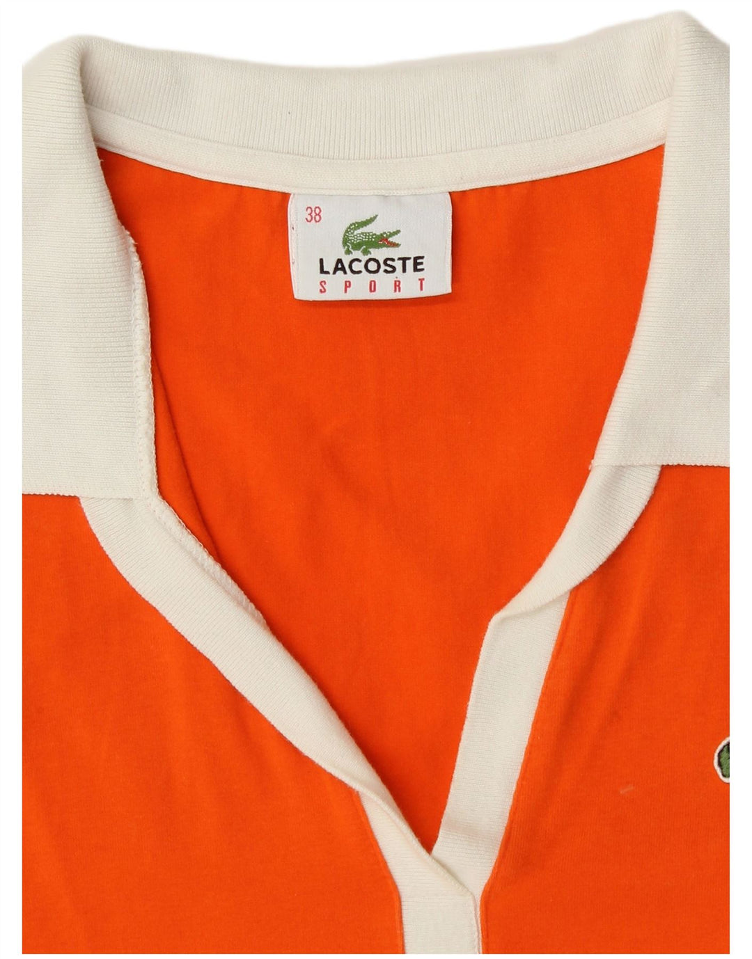 LACOSTE Womens Sleeveless Polo Shirt Size 38 Medium Orange Colourblock