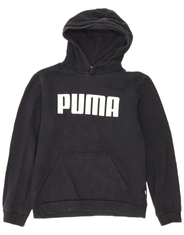 Puma Boys Graphic Hoodie Jumper 13-14 Years Black Cotton Sports
