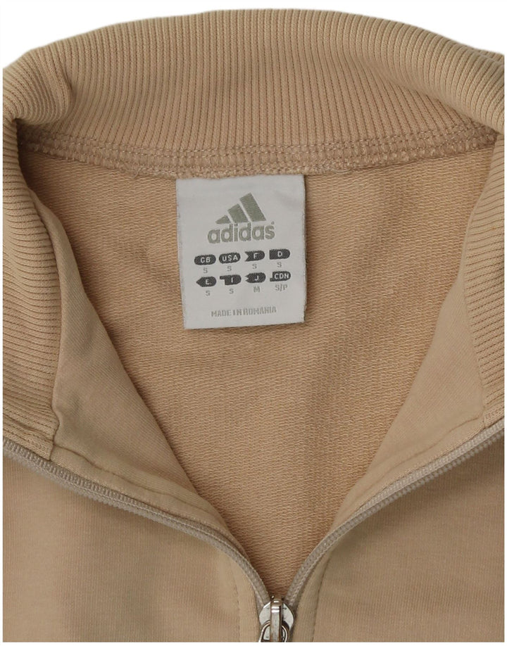 Adidas Womens Tracksuit Top Jacket UK 10 Small Beige