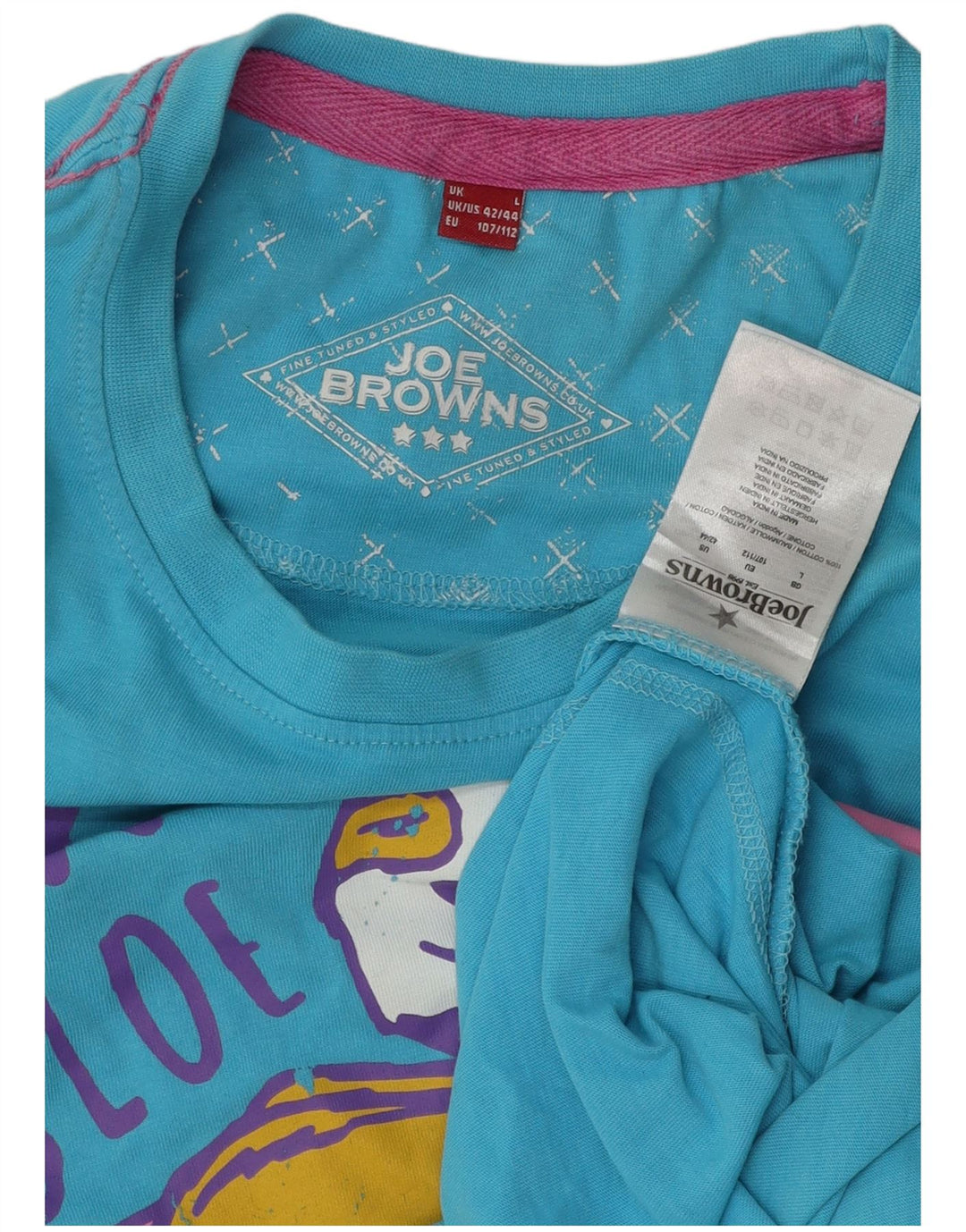 JOE BROWNS Mens Graphic T-Shirt Top Large Blue Cotton