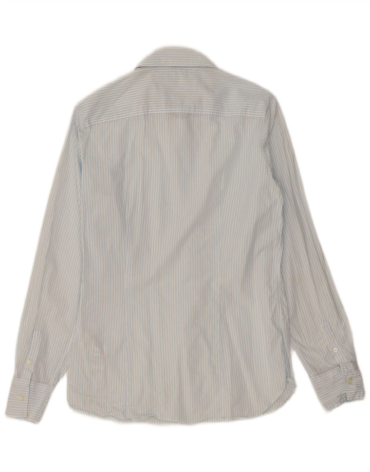 Tommy Hilfiger Womens Shirt US 8 Medium Blue Pinstripe Cotton