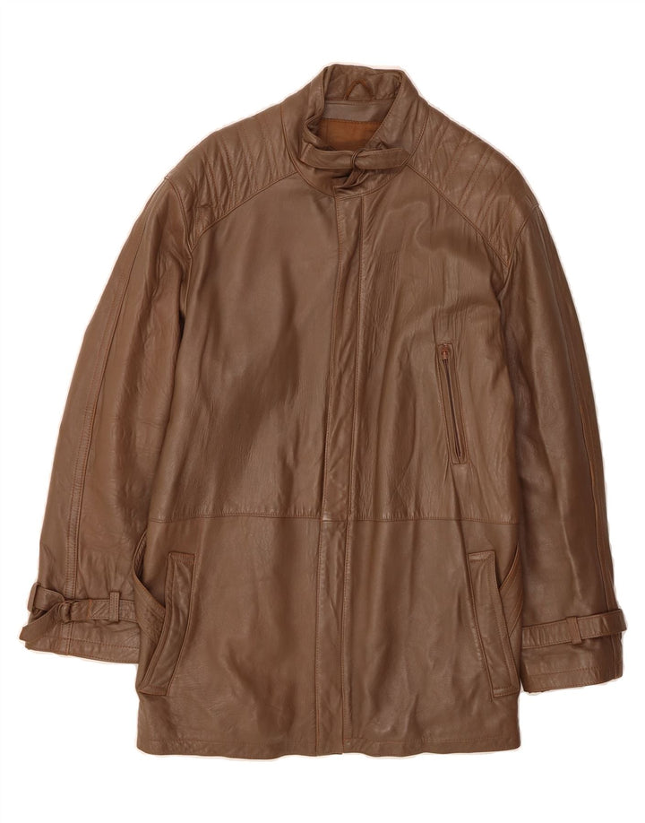 VINTAGE Mens Leather Jacket IT 52 XL Brown Vintage Vintage and Second-Hand Vintage from Messina Hembry 