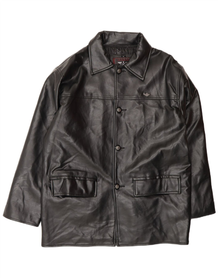 REPORTAGE Mens Leather Coat UK 42 XL Black