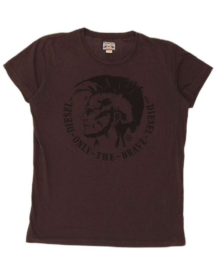 Diesel Mens Graphic T-Shirt Top Medium Black