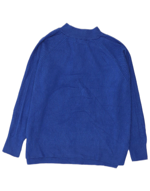 Marks & Spencer Womens Zip Neck Jumper Sweater UK 16 Large Blue Viscose