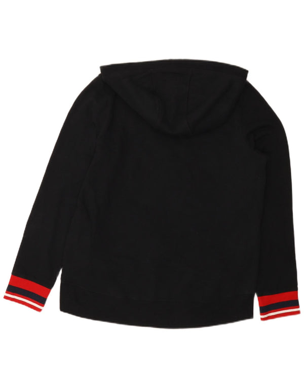 Tommy Hilfiger Womens Graphic Hoodie Jumper UK 14 Medium Black Colourblock