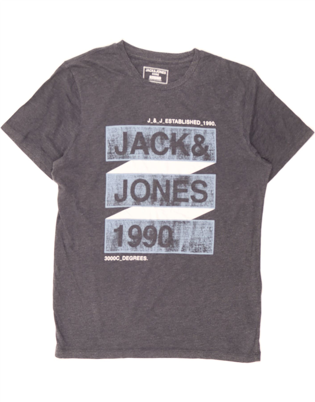 JACK & JONES Mens Regular Fit Graphic T-Shirt Top Medium Grey Cotton Vintage Jack & Jones and Second-Hand Jack & Jones from Messina Hembry 
