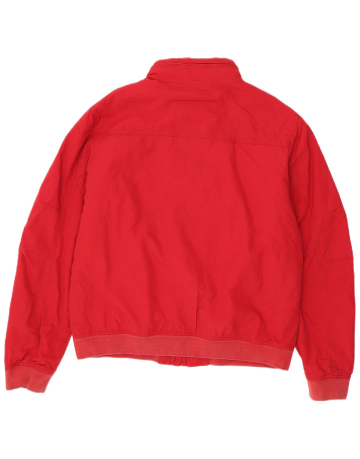 TOMMY HILFIGER Mens Hooded Bomber Jacket UK 42 XL Red Nylon