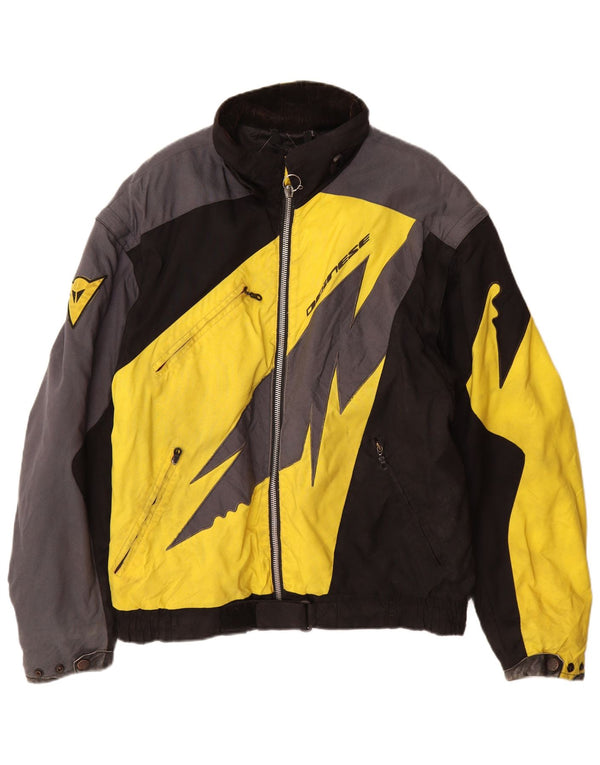 Dainese Mens Moto Racer Biker Jacket UK 38 Medium Yellow Colourblock Nylon