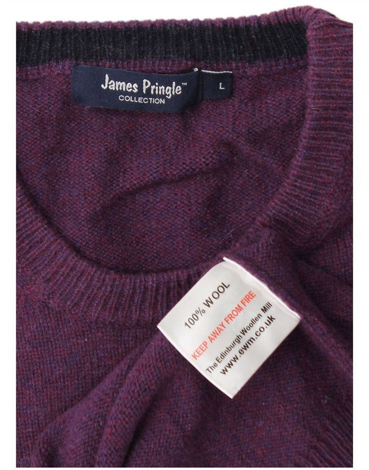 JAMES PRINGLE Mens Crew Neck Jumper Sweater Large Purple Wool