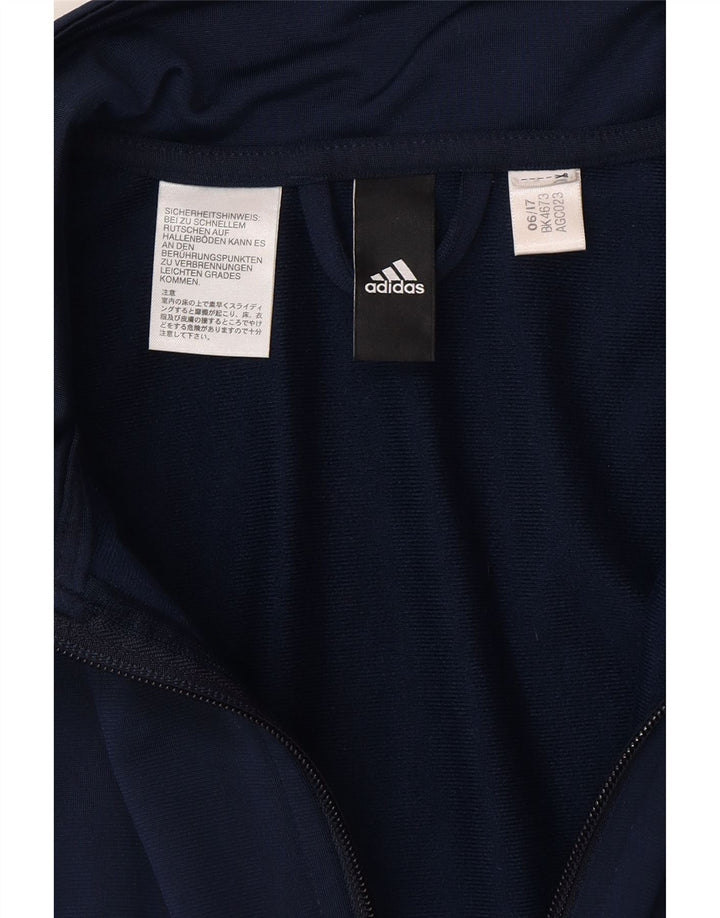 ADIDAS Womens Tracksuit Top Jacket UK 14 Medium Navy Blue