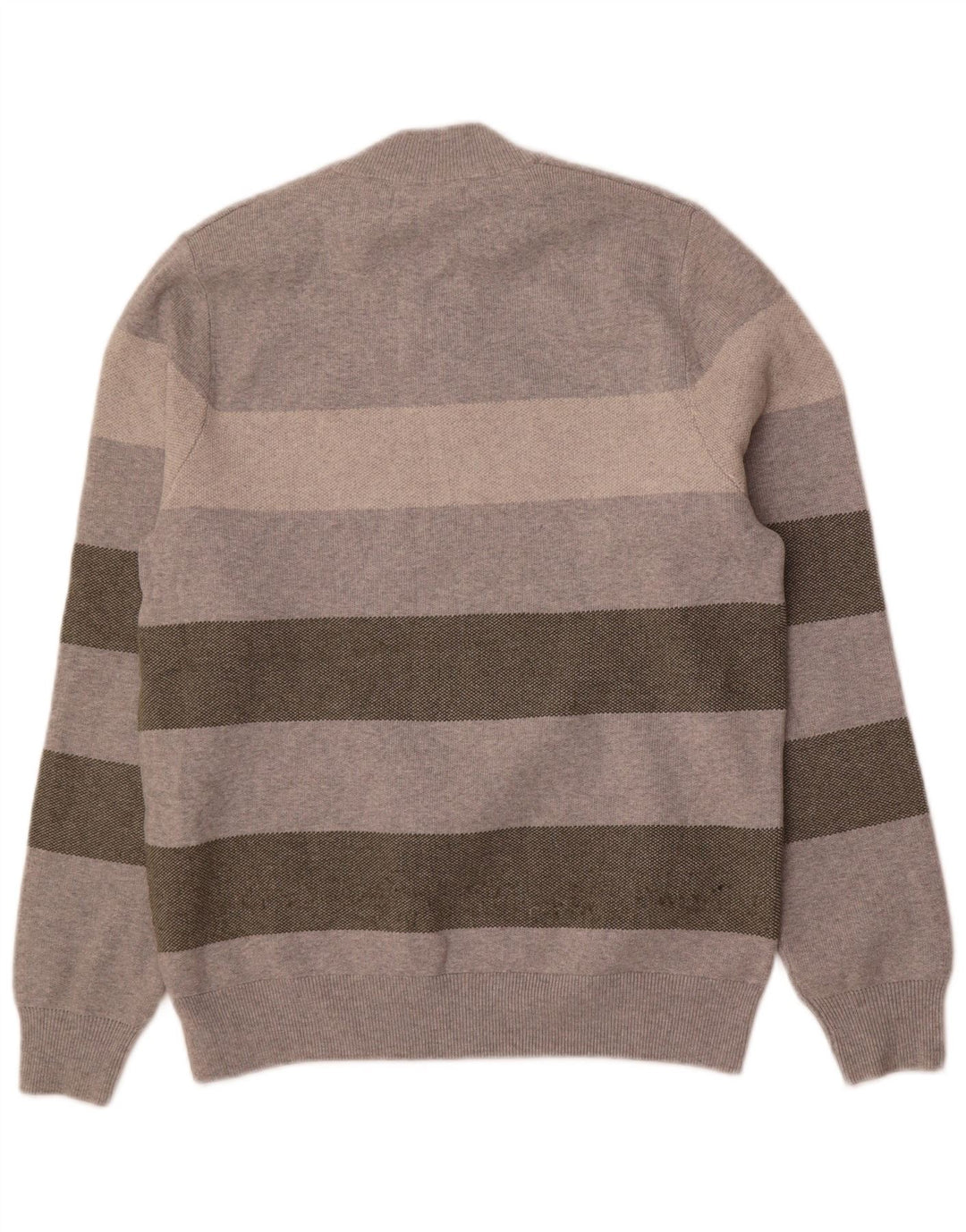 Marks & Spencer Mens Crew Neck Jumper Sweater Medium Grey Striped Polyester