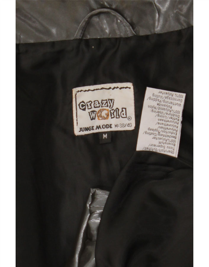 Crazy World Womens Oversized Bomber Jacket UK 14 Medium Black Polyester