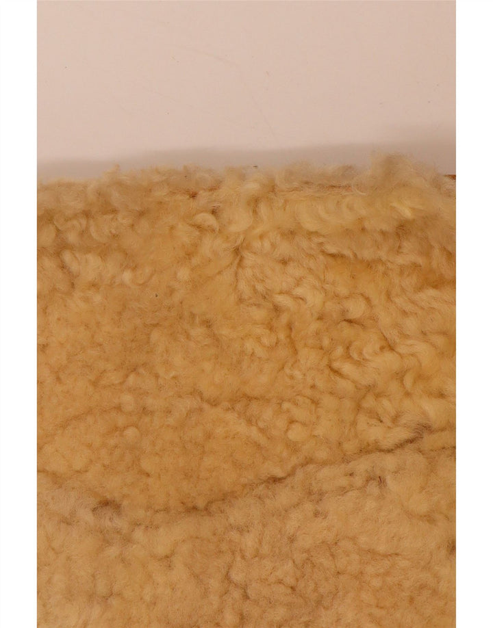 VINTAGE Womens Leather Waistcoat UK 14 Medium Brown