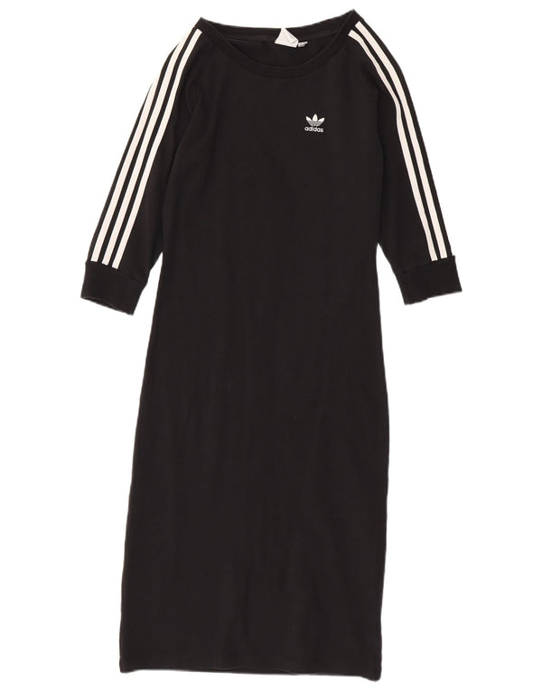 Adidas Womens 3/4 Sleeve T-Shirt Dress UK 12 Medium Black Cotton