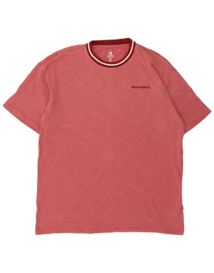 Converse Mens Oversized Graphic T-Shirt Top Medium Burgundy Flecked Cotton