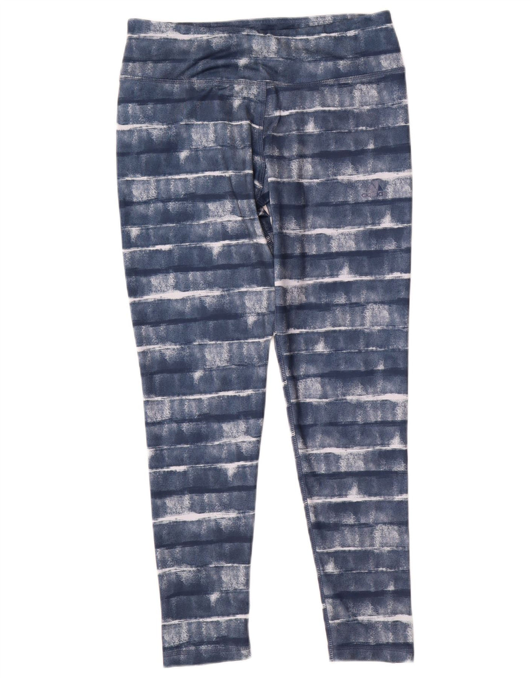 Adidas Womens Climalite Leggings UK 12/14 Medium Blue Striped Polyester