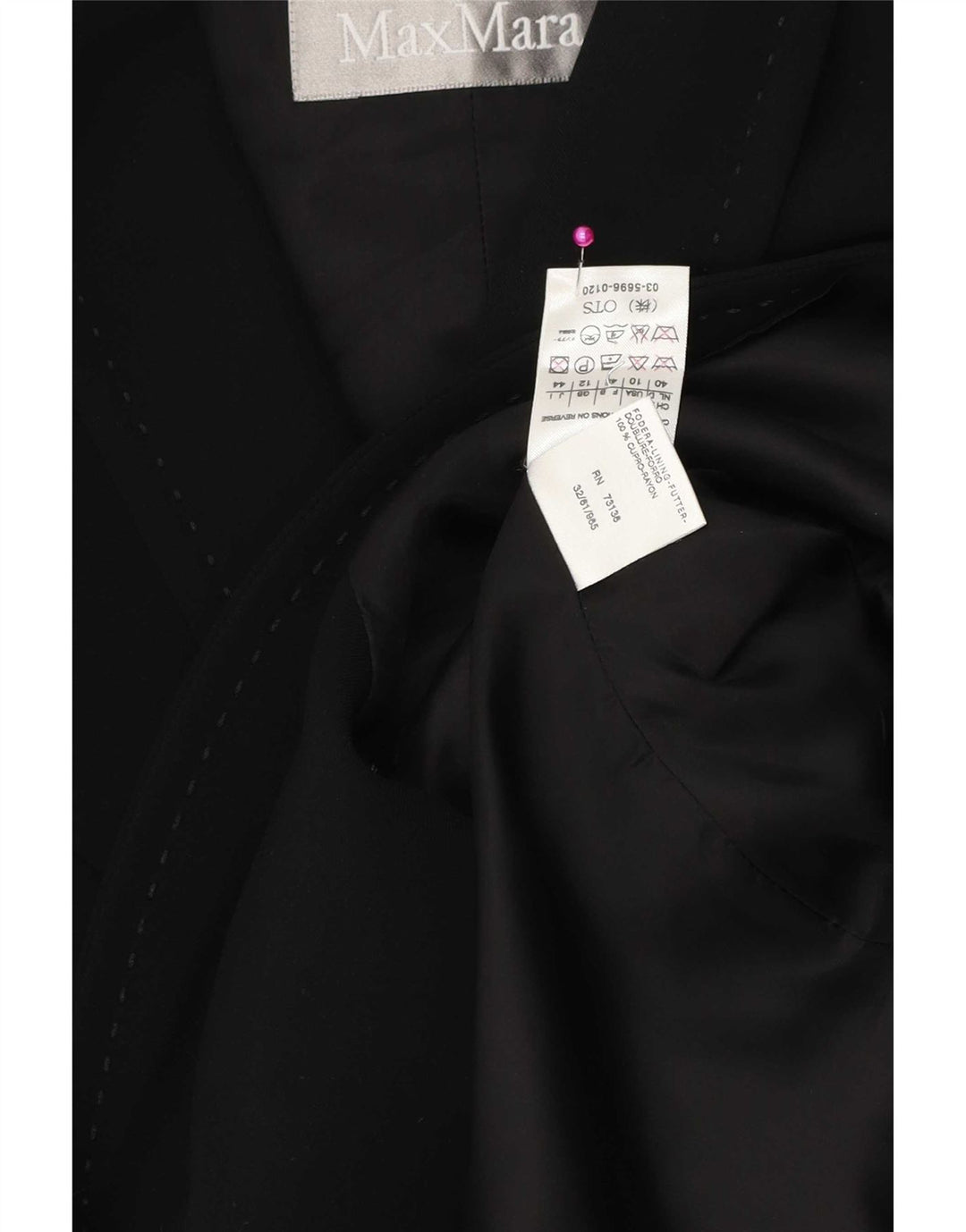 Max Mara Womens 3/4 Sleeve 1 Button Blazer Jacket UK 12 Medium Black Rayon