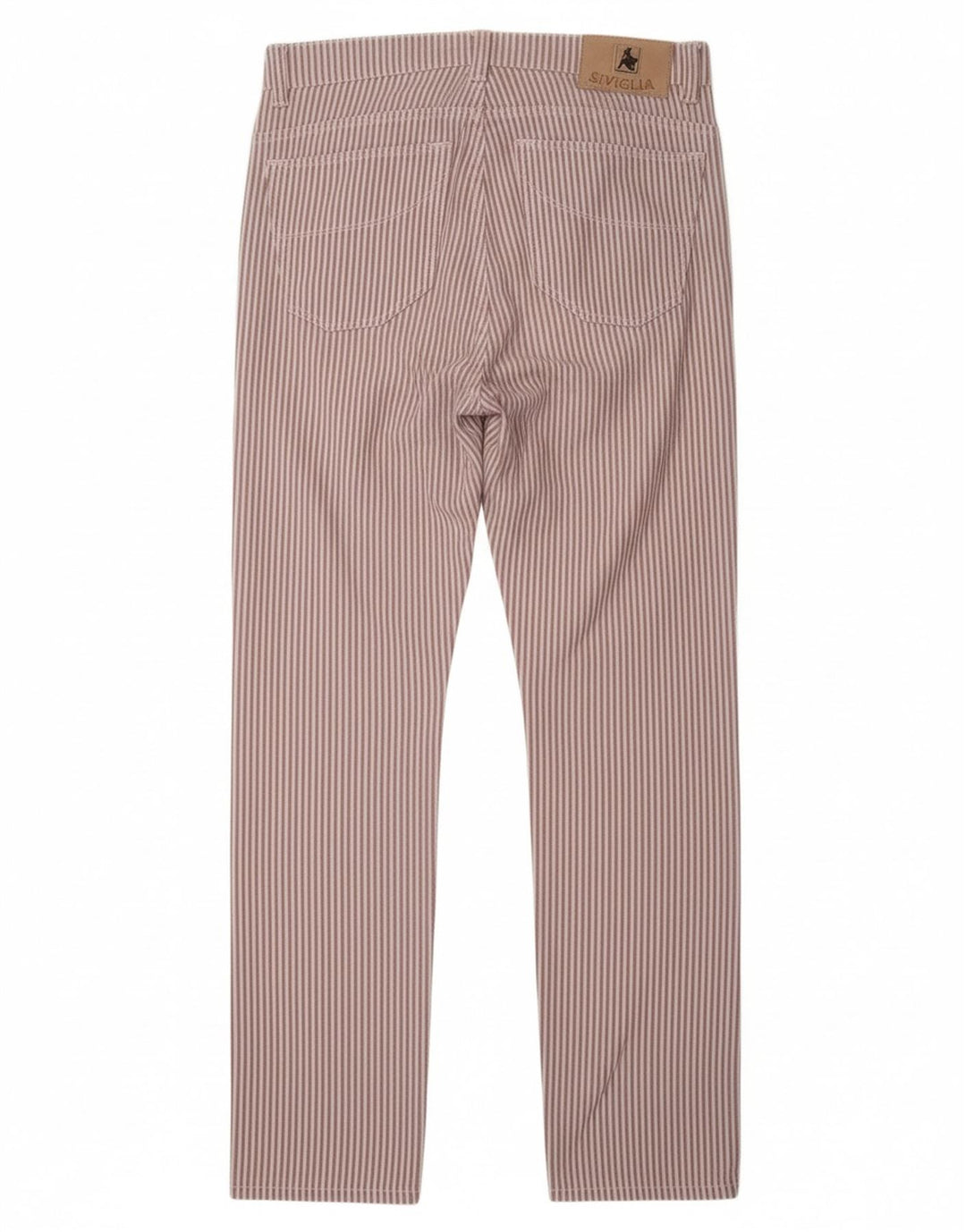 SIVIGLIA Womens Straight Casual Trousers W31 L33 Purple Pinstripe Cotton